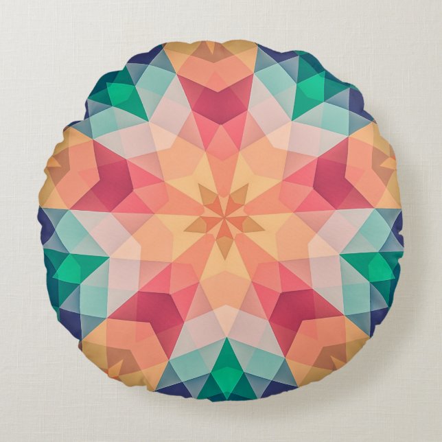 Cojín Redondo Fotografía geométrica Diseño de Arte Geométrico O  (Anverso)