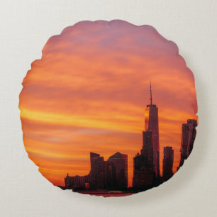 COJÍN REDONDO FOTOGRAFÍA PANORÁMICA DE SUNSET EN LA CIUDAD