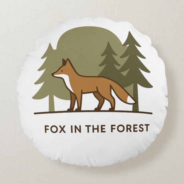 Cojín Redondo Fox en el bosque (Anverso)