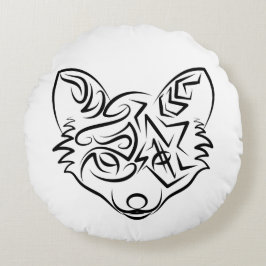 Cojín Redondo Fox tribal negra y blanca