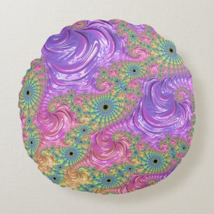 Cojín Redondo Fractal arcoiris