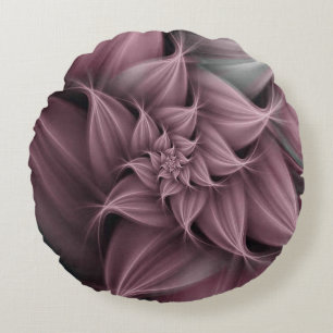 Cojín Redondo Fractal de Flor de Rosa Impresionante