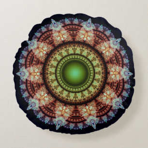 Cojín Redondo fractal oriental espléndido ornamento