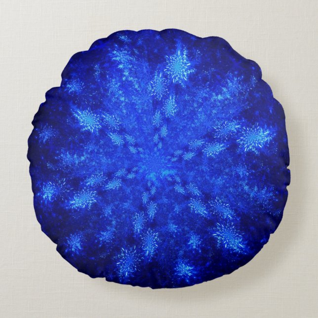 Cojín Redondo Fractal Snowburst (Anverso)