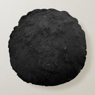 Cojín Redondo Fragmento de piedra negra y gris