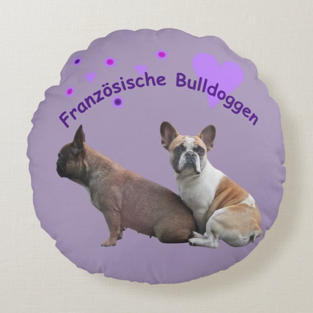 Cojín Redondo Französische Bulldogge (Anverso)