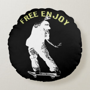 Cojín Redondo Free Enjoy Retro Urban Skateboing