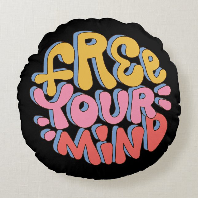Cojín Redondo Free Your Mind – Vibrant Motivationa (Anverso)