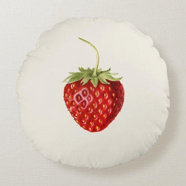 Cojín Redondo Fresa roja deliciosa (por Louis C.C. Krieger) (Anverso)