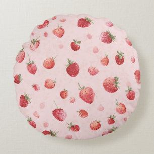 Cojín Redondo Fresas Frutas Rojas Rosadas