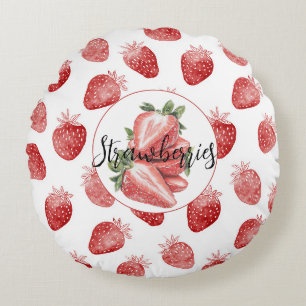 Cojín Redondo Fresas Rojas Fruta