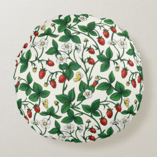 Cojín Redondo Fresas silvestres rojas/amarillas/verdes/blanco ap