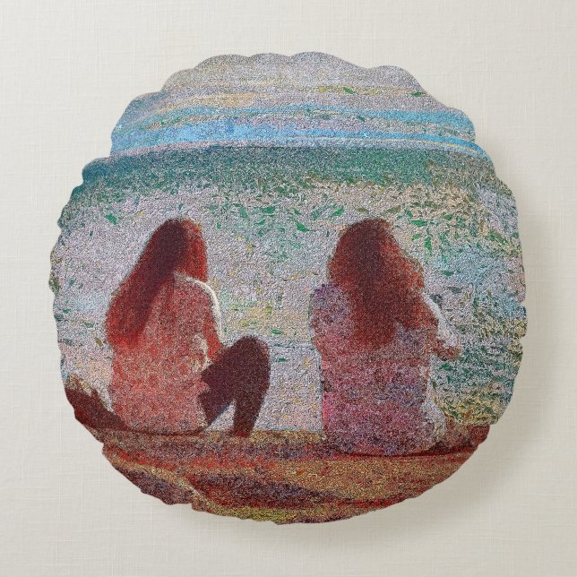 Cojín Redondo Friends on Lopez Island Pouf Pillow (Anverso)