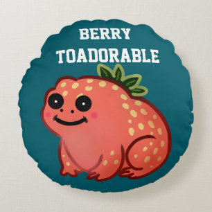 Cojín Redondo Frog de Fresa Toadorable Personalizado