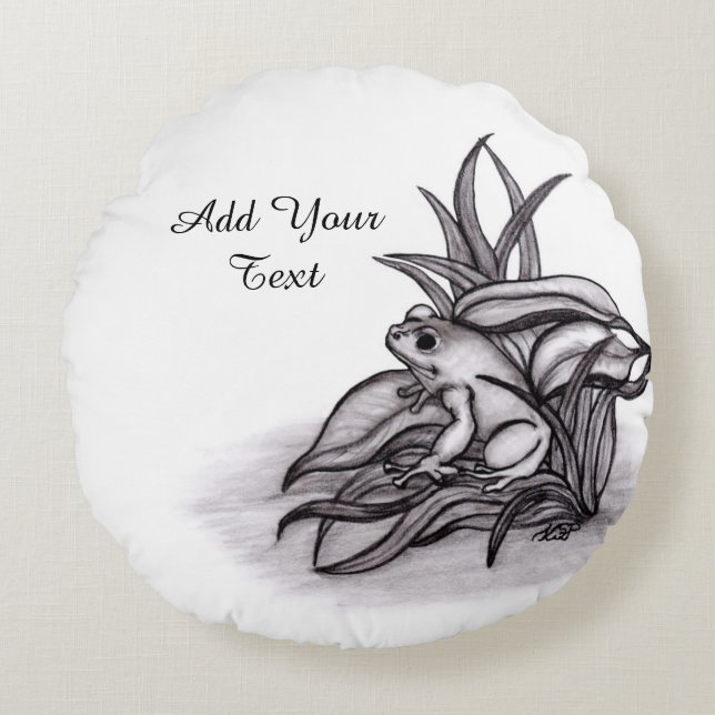 Cojín Redondo Froggy , Agrega tu texto (Anverso)