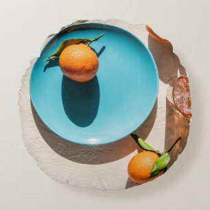 Cojín Redondo fruta naranja en placa