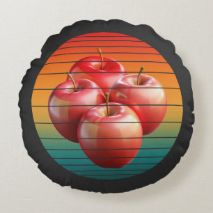 Cojín Redondo Frutas de manzana vintage comida saludable