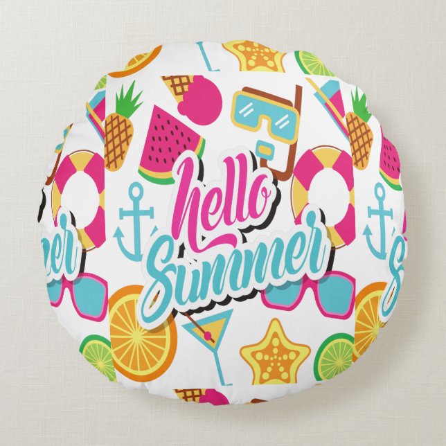 Cojín Redondo Frutas personalizados (Anverso)