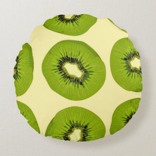 Cojín Redondo Frutas tropicales jugosas: verano vibrante