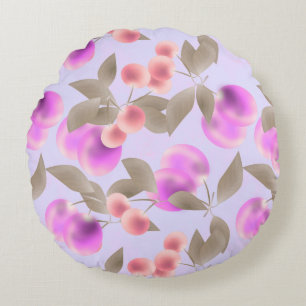 Cojín Redondo Frutos de ciruela sin foco moras púrpura cereza p