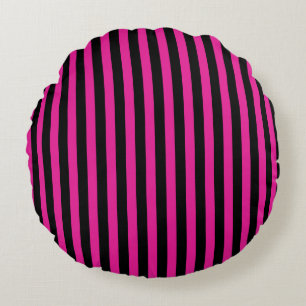 Cojín Redondo Fuchsia y rayas de caramelo negro