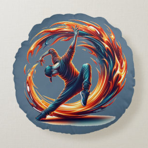 Cojín Redondo Fuego callejero de ruptura con energía urbana