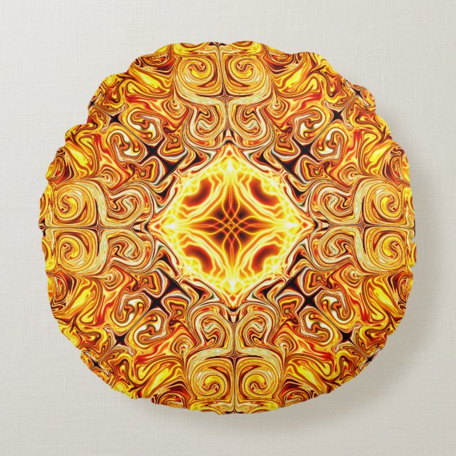Cojín Redondo Fuego solar (Anverso)