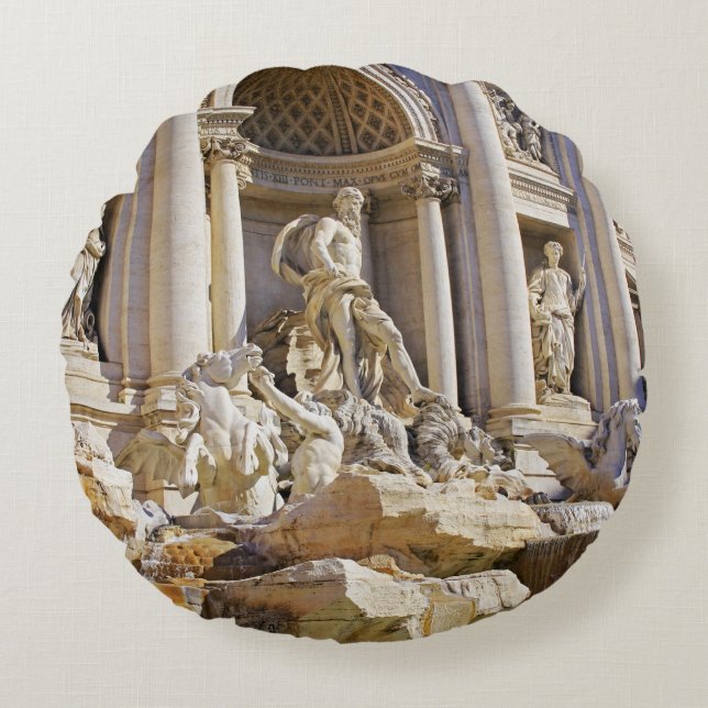 Cojín Redondo Fuente de Trevi Roma Fotografía (Anverso)