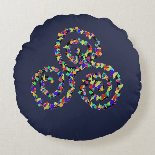 Cojín Redondo Fuerza Celta de Triskelion (Anverso)