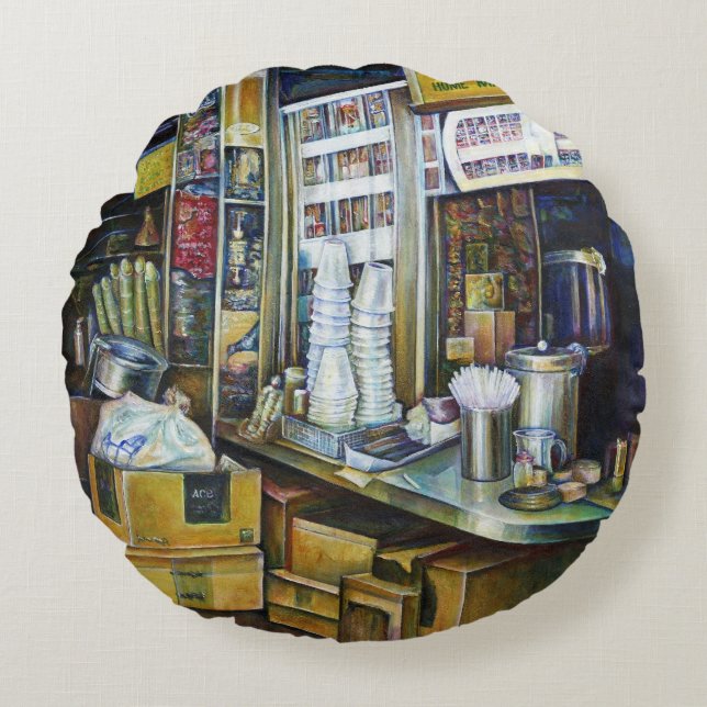 Cojín Redondo Fuerzas de luz cargadas emocionalmente, Singapur (Anverso)