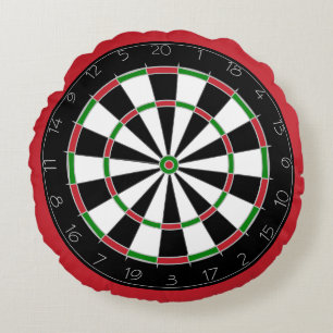 Cojín Redondo Fun Bright Red Dartboard Game