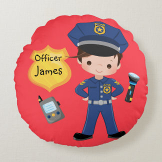 Cojín Redondo Funcionarios de policía de niños personalizados Si