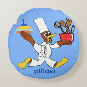 Cojín Redondo Fundadoso Chef Azul Claro Ducky Kazoo Round Pillow