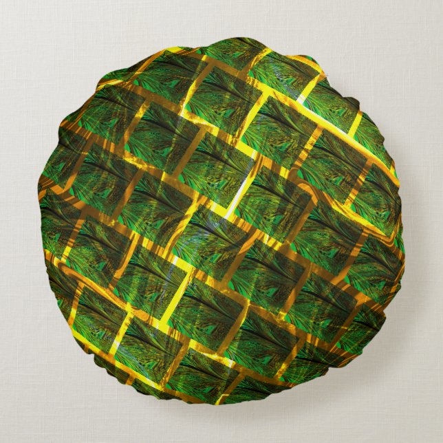 Cojín Redondo ¿Fundo com imagem verde solapa dourada? (Reverso)