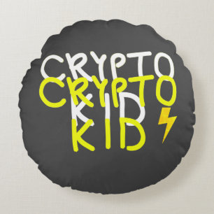 Cojín Redondo Funky Crypto Kid Energy Power Rótulo