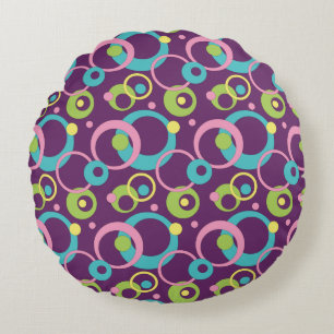 Cojín Redondo Funky Purple Circles Round Pillow