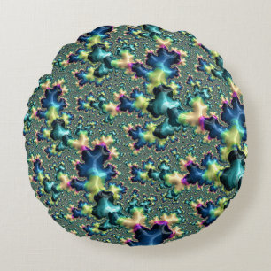 Cojín Redondo Funky Trippy Ecléctico Boho Hippie Resumen fractal