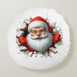 Cojín Redondo Funny 3D Santa Claus Christmas Holiday Design