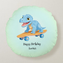 Cojín Redondo Funny dinosaur Skateboard Niños de fiesta de cumpl
