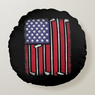 Cojín Redondo Funny Golf American Flag Golf Player Vintage Golfe