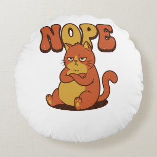 Cojín Redondo Funny Grumpy Cat "NOPE" T-Shirt - Retro 70s Style