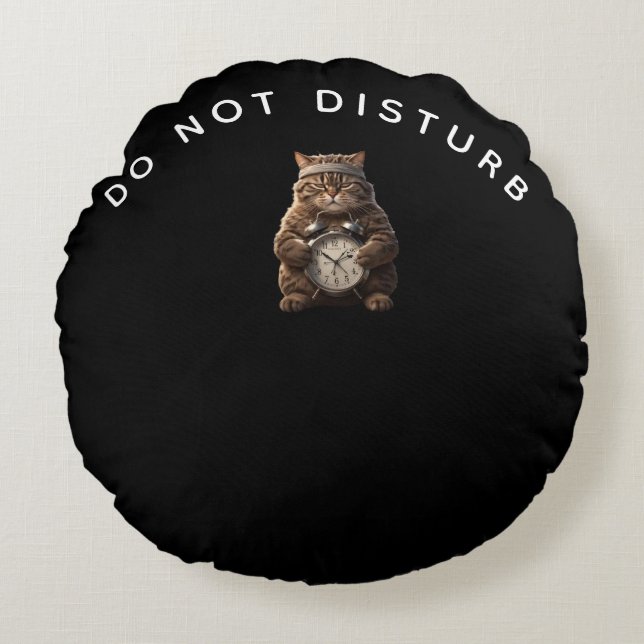 Cojín Redondo Funny Gym Cat Off Duty Pillow – Cute Relax Decor (Anverso)