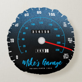 Cojín Redondo Funny Manly Odometer Speedometer Blue Purpurina