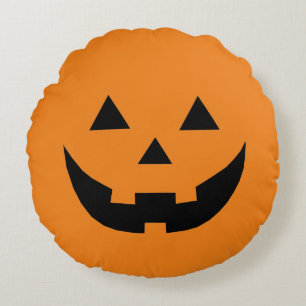 Cojín Redondo Funny naranja Jack o lantern calabaza cara Hallowe