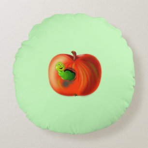 Cojín Redondo Funny Round Pillow Happy Worlem En Apple