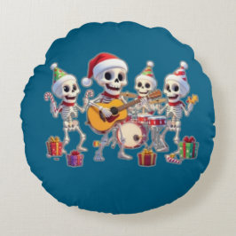 Cojín Redondo Funny Skeleton Band Christmas & New Year – 3D Cart