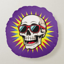 Cojín Redondo **Funny Skull With Sunglasses – Cartoon Laughing S