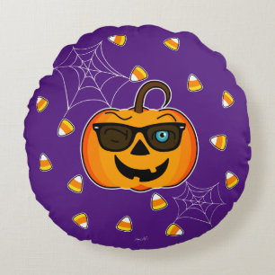 Cojín Redondo ¡¡¡Funny Spooky Pumpkin guiño icónico guiño Sólo t