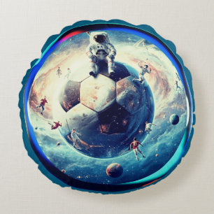 Cojín Redondo Futbolista Astronauta Espacial