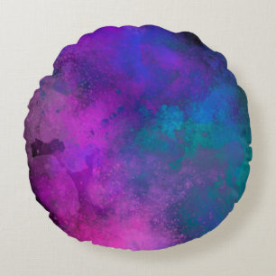 Cojín Redondo Galaxia Paint Splatt efecto verde rosa azul